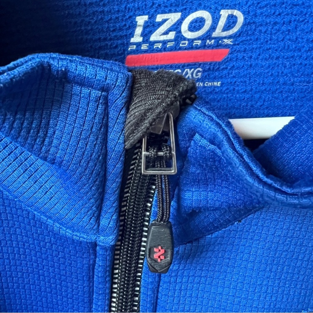 IZOD Men’s Perform•X Bright Blue Waffle Grid Full Zip Jacket XL Chest Pocket EUC - Picture 5 of 7